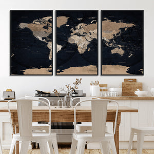 Grunge Wall Art World Map Canvas Print