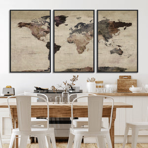 World Map Canvas Print – Detailed Map of the World Adventure