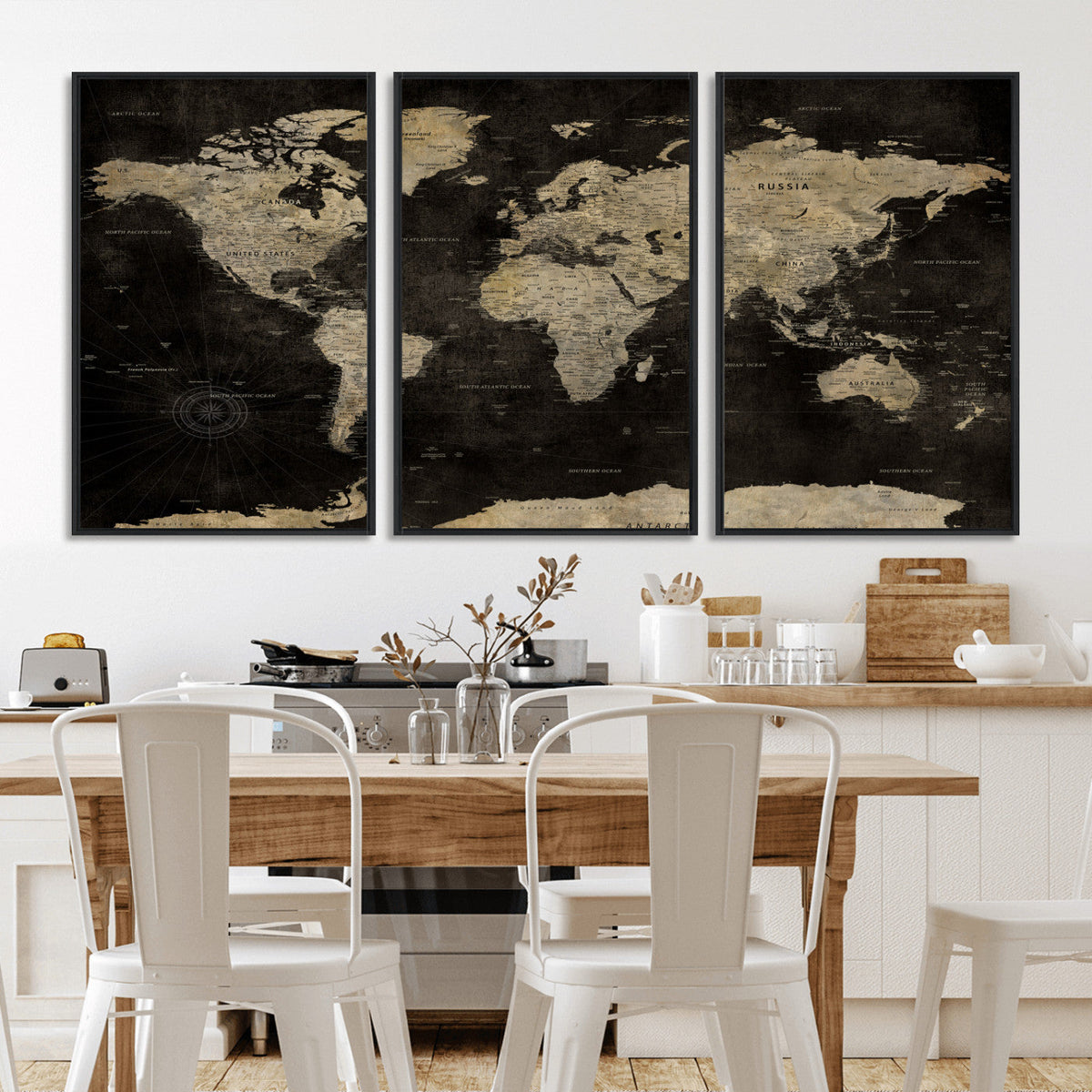 Push Pin World Map Canvas Wall Art Print, Interactive Travel