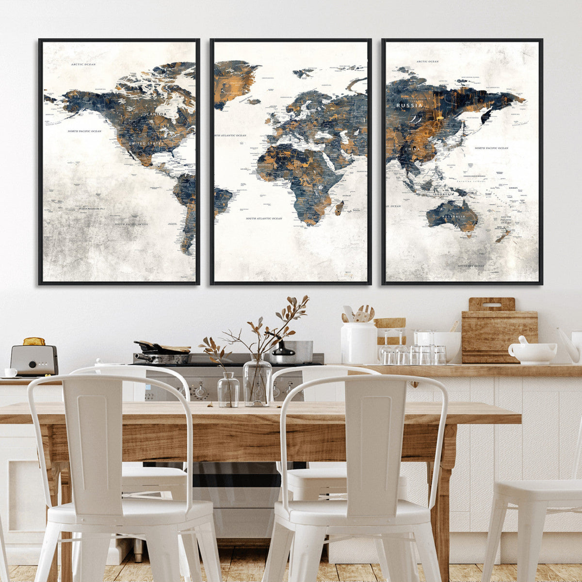 World Map Wall Art Canvas Print for Office Wall Decor