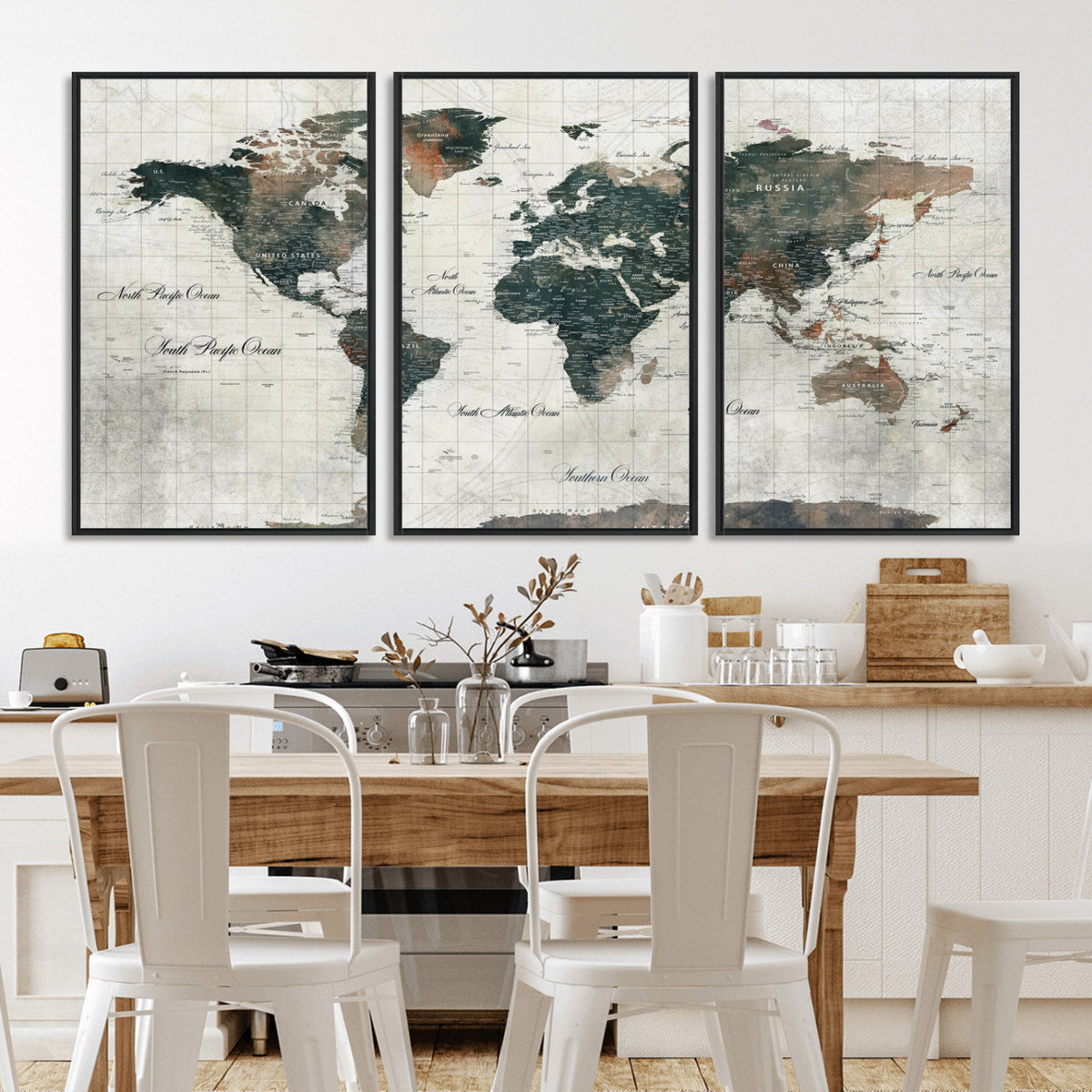 World Map Canvas Print – Framed Travel Map Wall Art for