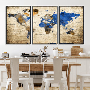 World Map Canvas Print – Colorful Abstract Travel Map,