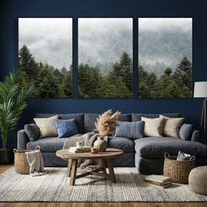 Misty Mountain Forest Wall Art Canvas Print