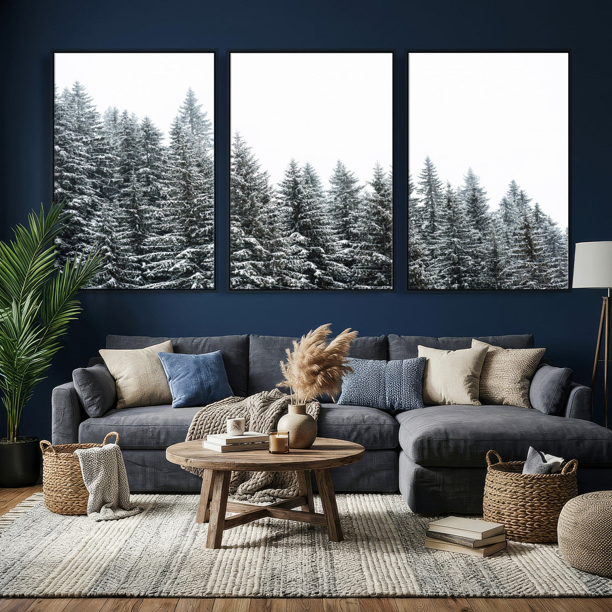 Misty Mountain Forest Canvas Print, Foggy Pine Trees Nature