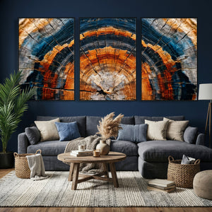 Abstract Wood Grain Canvas Print, Tree Ring Pattern Wall