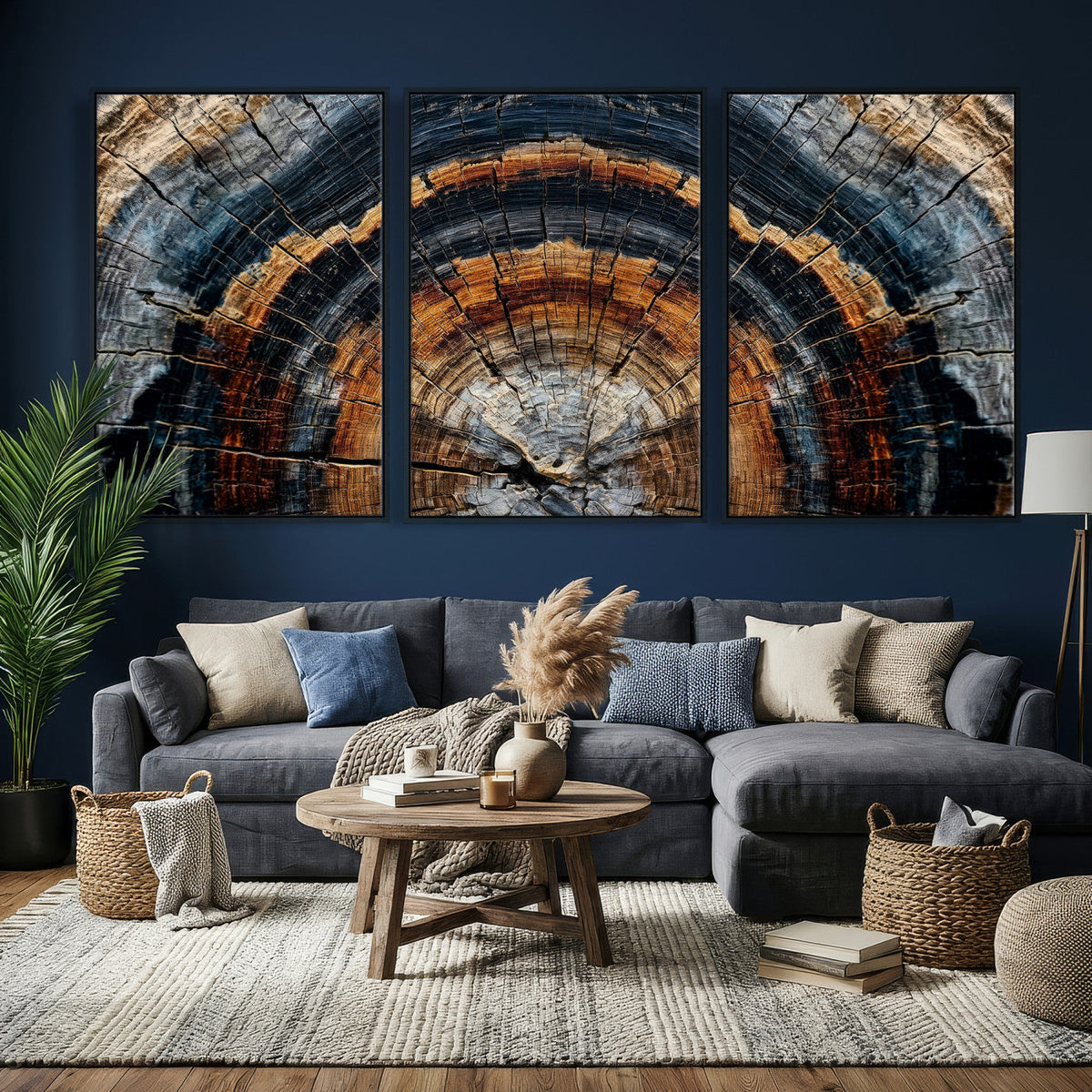 Abstract Wood Grain Canvas Print, Tree Ring Pattern Wall