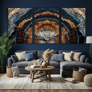 Abstract Wood Grain Canvas Print, Tree Ring Pattern Wall