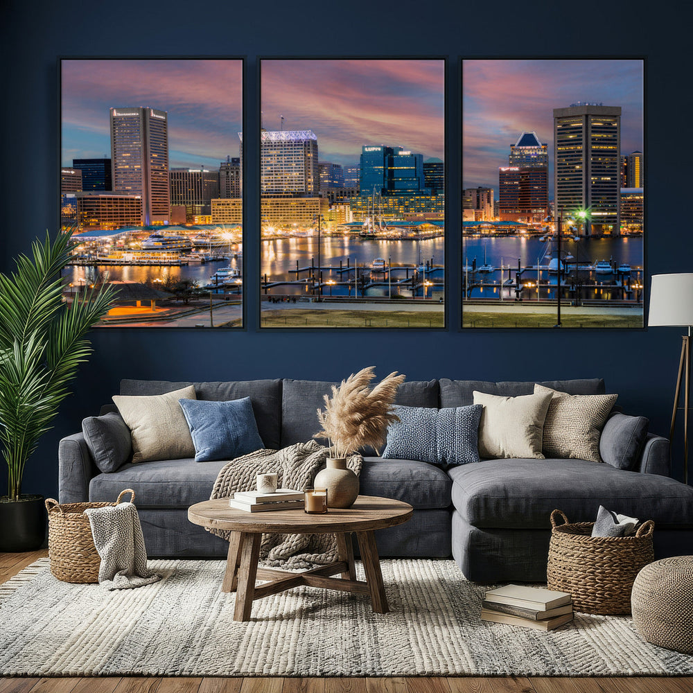 Baltimore Skyline Wall Art Canvas Print, Baltimore Downtown