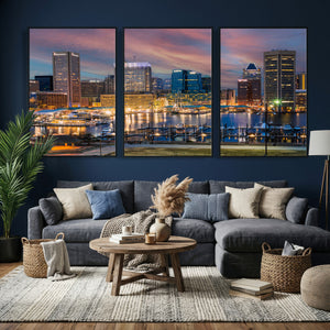 Baltimore Skyline Wall Art Canvas Print, Baltimore Downtown