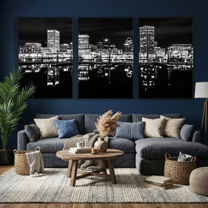Baltimore Skyline Wall Art Canvas Print, Baltimore Downtown