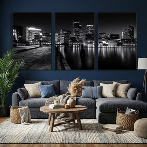 Boston Wall Art Canvas Print, Boston City Downtown Night