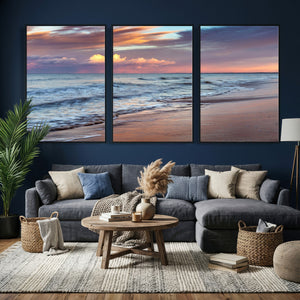 Ocean Sunset Wall Art Canvas Print – Coastal Beach