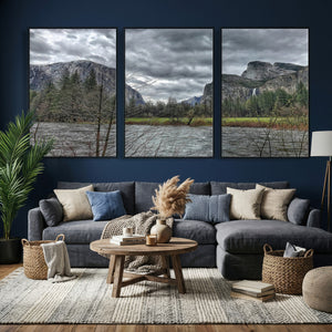 Yosemite Valley River Wall Art Canvas Print, Granite Cliffs