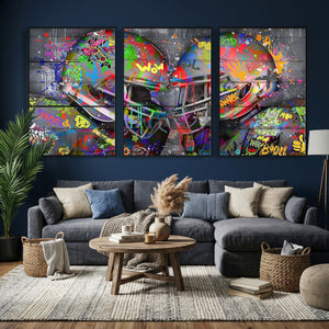 Graffiti Football Helmets Wall Art Canvas Print, Urban