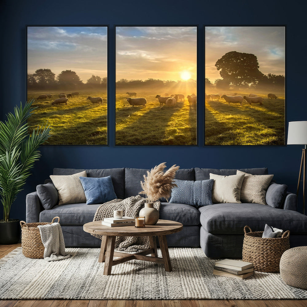 Sheep Wall Art Canvas Print – Rural Farm Animal Artwork