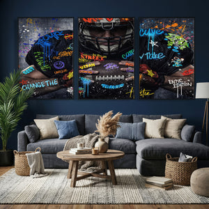 Graffiti American Football Player Street Art Wall Art Canvas