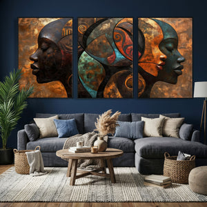 Abstract Afro American Women Wall Art Canvas Print