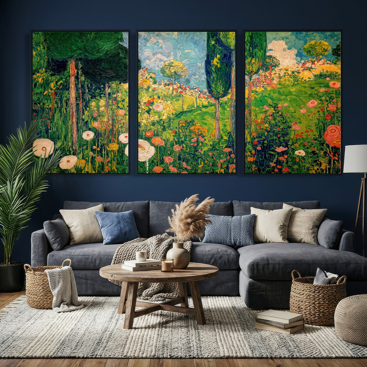 Gustav Klimt Boho Mountain Landscape Large Wall Art,