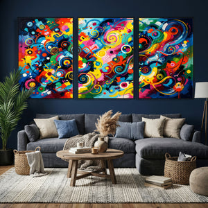 Geometric Abstract Wall Art Canvas Print, Bold Color