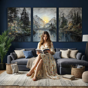 Drip Style Forest Lake Gold Art — Abstract Expressionist