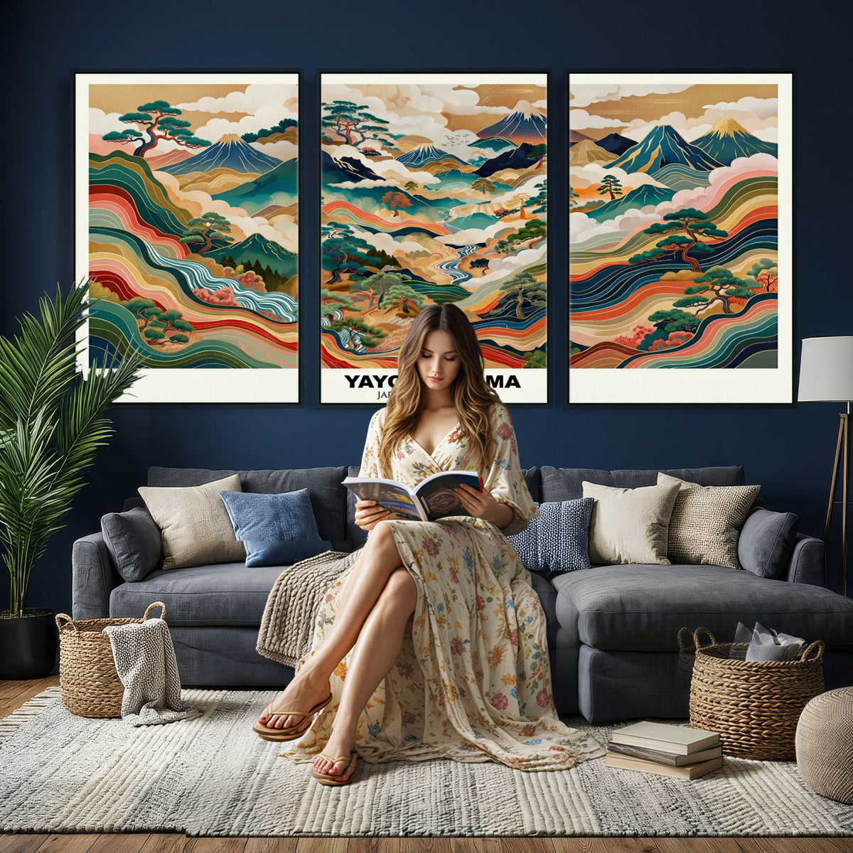 Japanese Grasslands Canvas Wall Art, Kusama Inspired