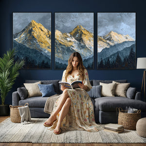 Abstract Mountain Wall Art Canvas Print Modern Landscape Painting Print