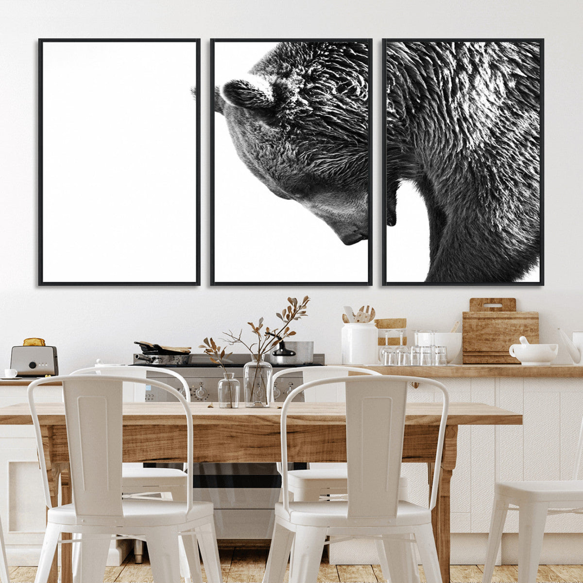 Black and White Grizzly 399 Bear Canvas Print Wall Art |