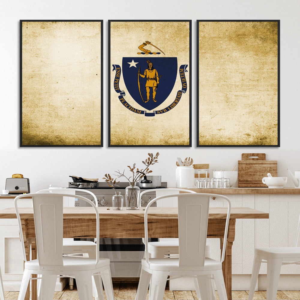 Massachusetts Flag Wall Art Canvas Print