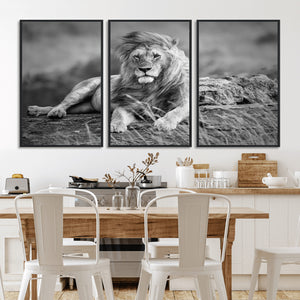 King Forest Lion Wall Art Canvas Print – Framed Majestic