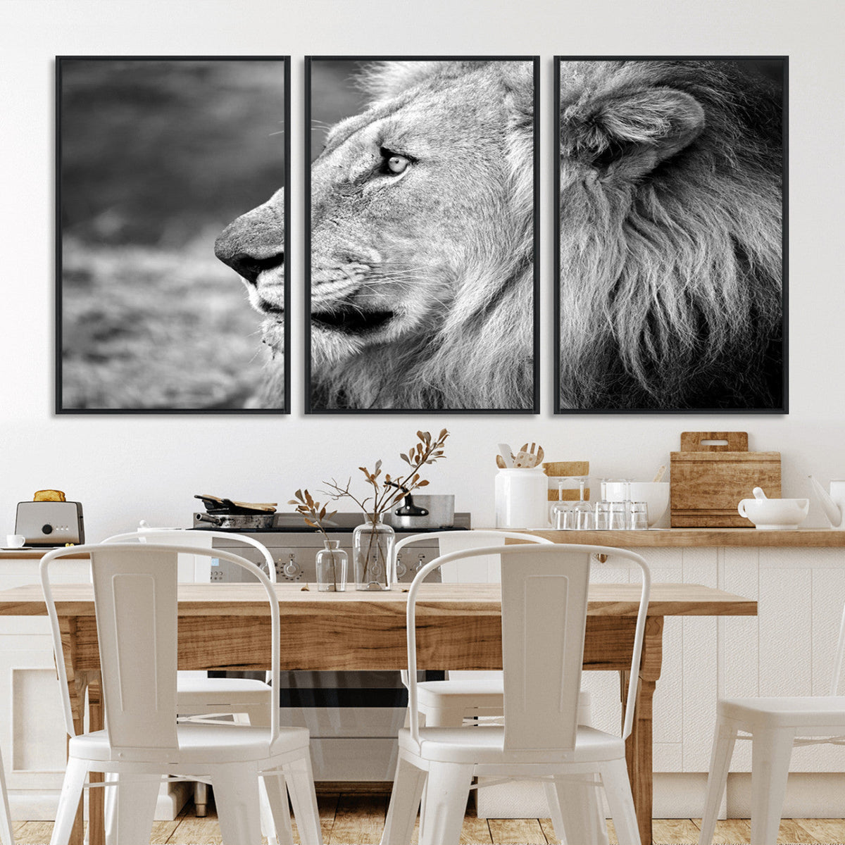 Lion Wall Art Canvas Print – Framed Majestic Wildlife