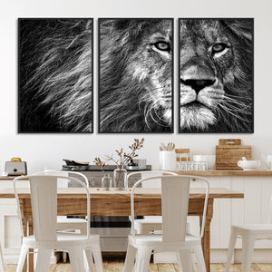 Black and White Lion Canvas Wall Art Print – Wildlife