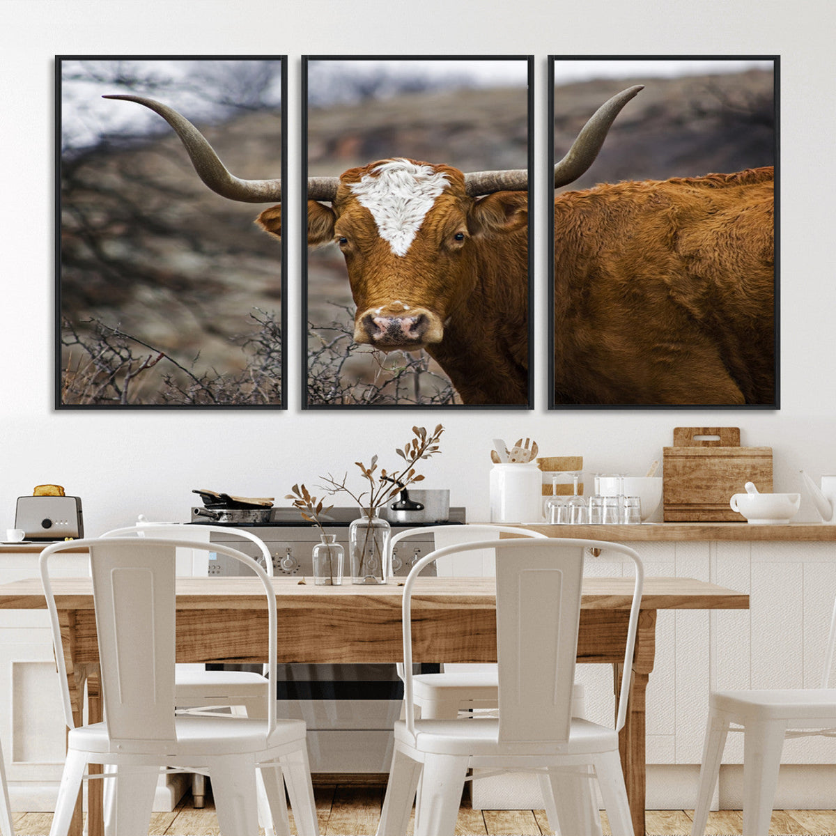 Texas Longhorn Canvas Wall Art - Longhorn Steer Canvas Wall