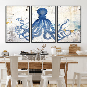 Octopus Canvas Wall Art | Coastal Marine Life Artwork for
