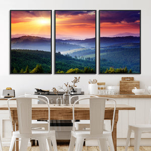 Mountain and Sunset Wall Art Canvas Print