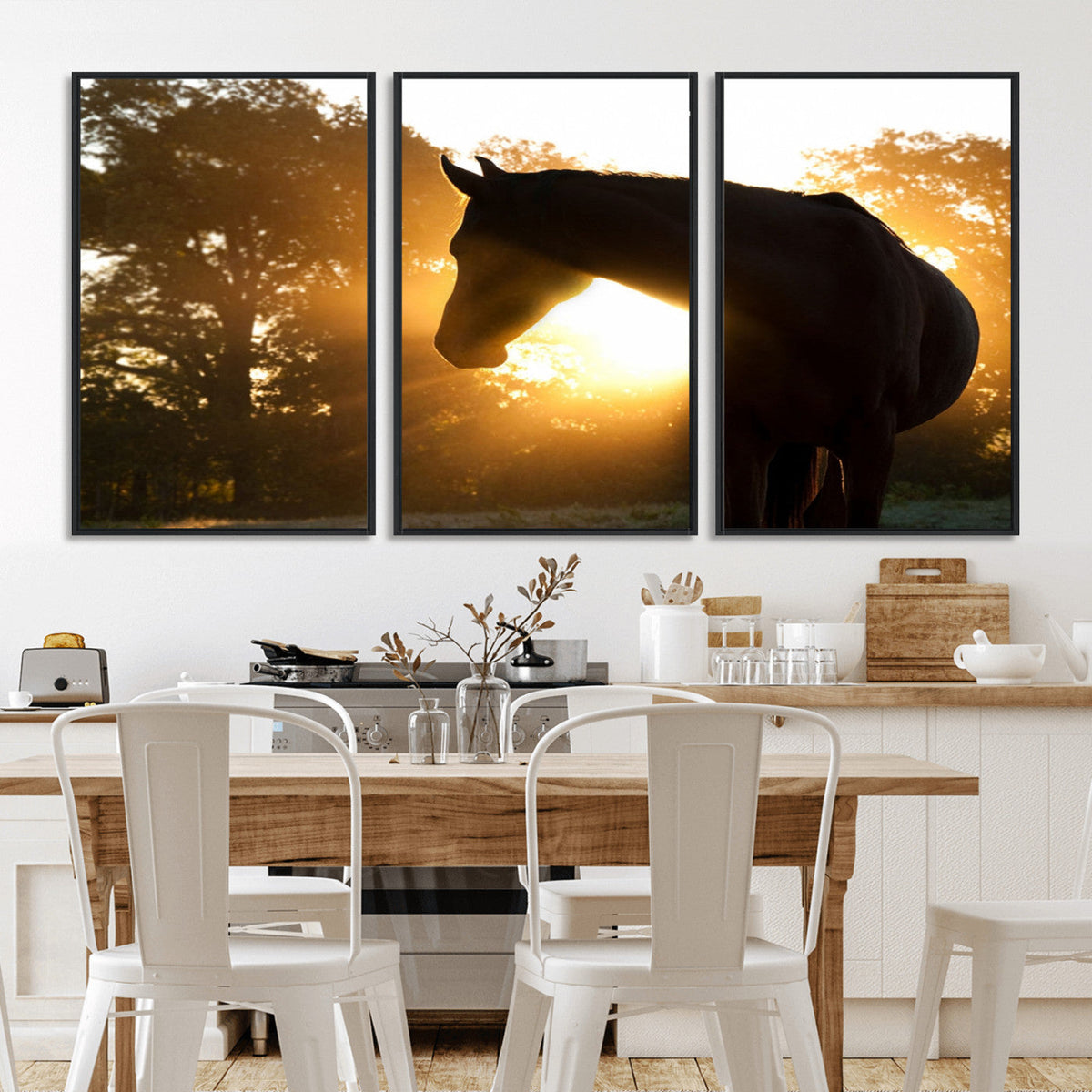Horse at Sunset Wall Art Animal Canvas Print
