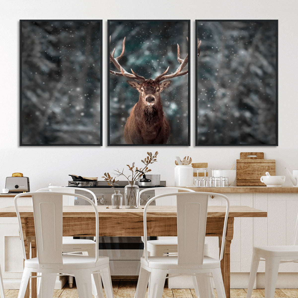 Wall Art Deer Art Animal Canvas, Framed Wall Art Deer Canvas