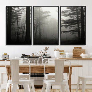 Misty Forest Wall Art Premium Canvas Print a Foggy and
