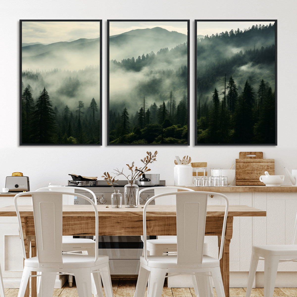 Captivating Misty Forest Wall Art Premium Canvas Print a