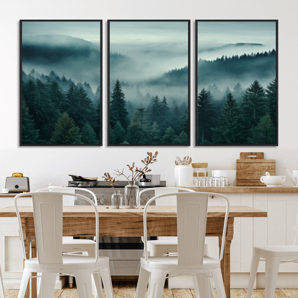 Captivating Misty Foggy Forest Wall Art Premium Canvas Print