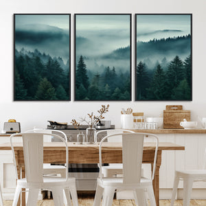 Captivating Misty Foggy Forest Wall Art Premium Canvas Print