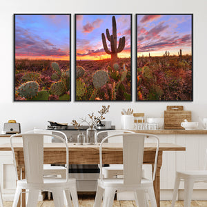 Arizona Desert Wall Art Canvas Print - Framed Deser Sunset