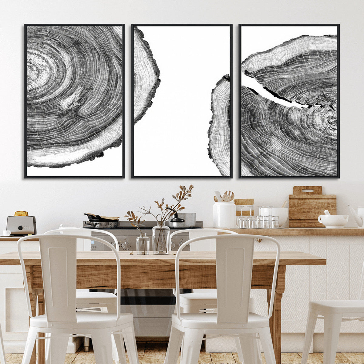 Abstract Large Tree Rings – Minimalist Black and White Wood