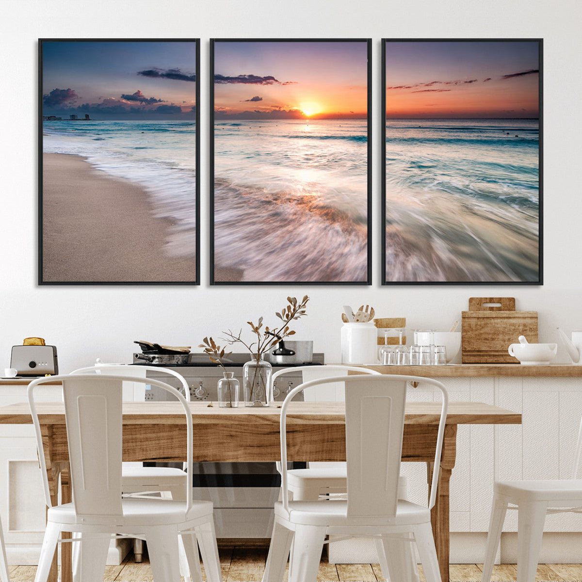 Sunset Beach Wall Art – Soothing Coastal Landscape, Ready to