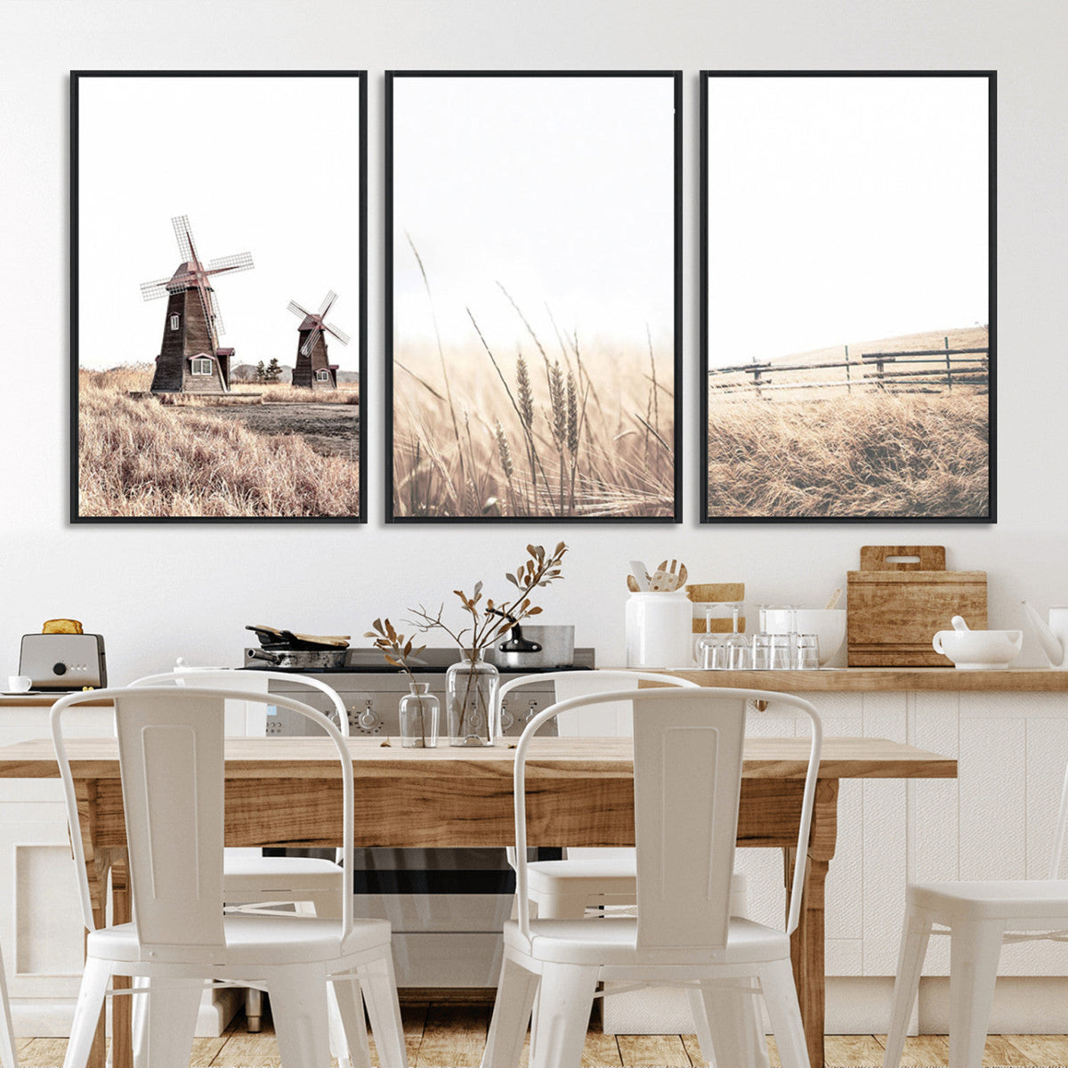 Farm Prints Set, Farmhouse Wall Art Canvas, Country House