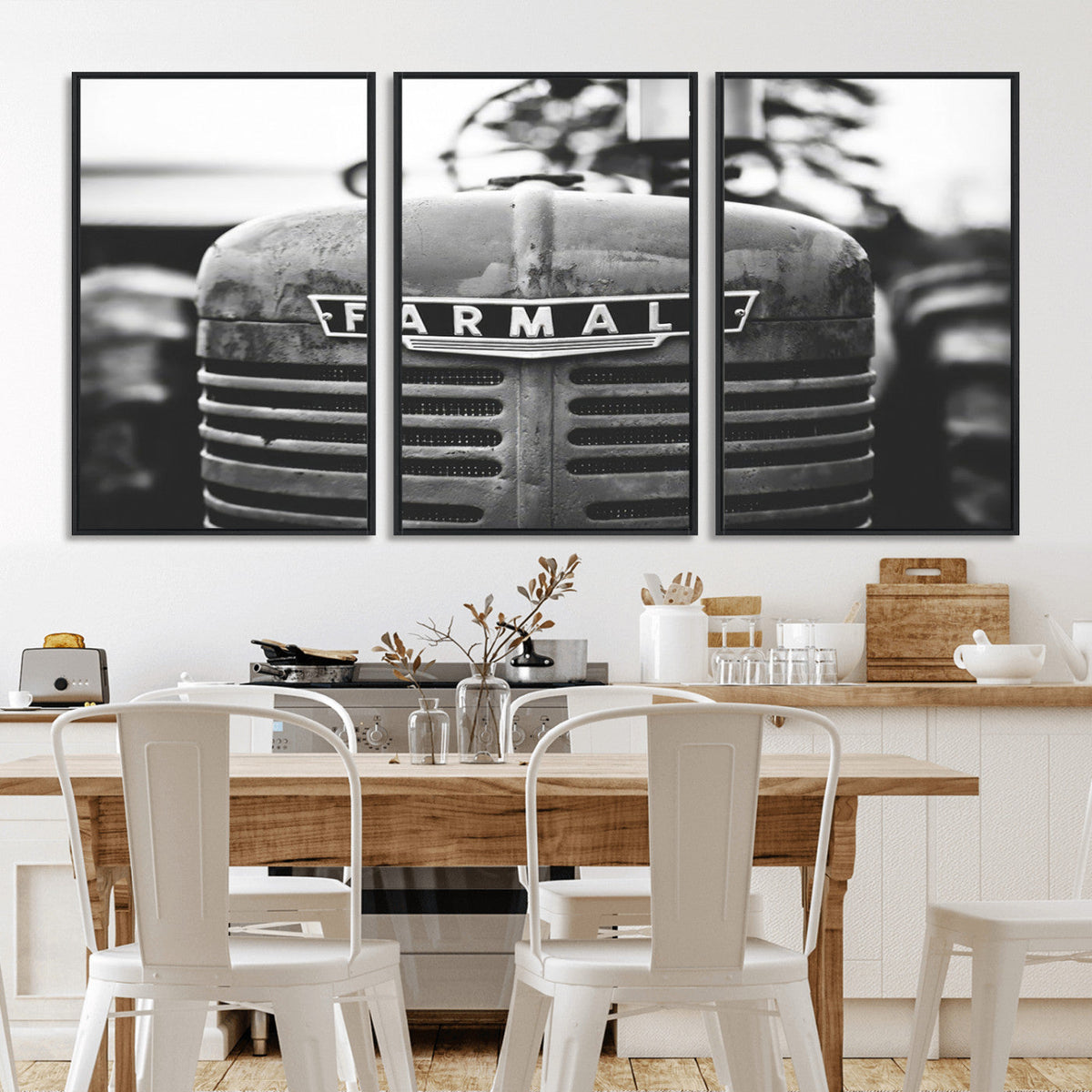 Vintage Farmall Tractor Wall Art Canvas Print, Rustic