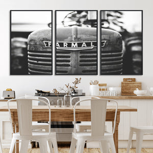 Vintage Farmall Tractor Wall Art Canvas Print, Rustic