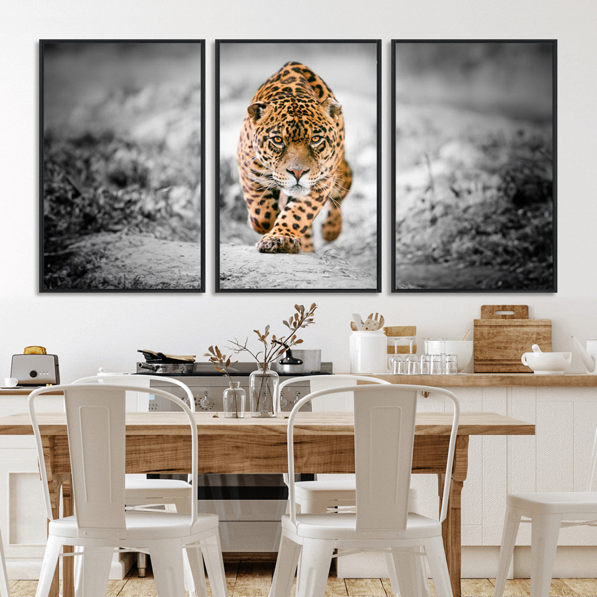 Jaguar Wall Art Canvas Print - Majestic Big Cat in Focused