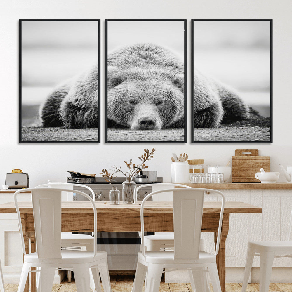 Resting Grizzly Bear Wall Art Canvas Print – Majestic Lazy