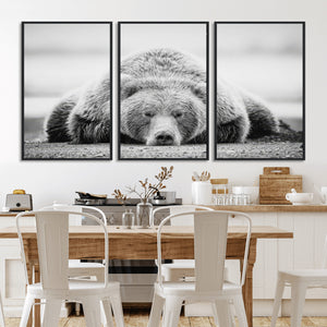 Resting Grizzly Bear Wall Art Canvas Print – Majestic Lazy