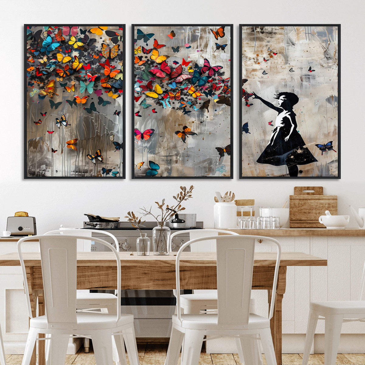 Banksy Wall Art - Banksy Girl and Butterfly Explosion Wall